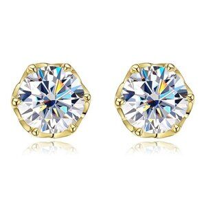 Certified 2ct. t.w. Moissanite Diamond Solitaire Stud Earrings NEW